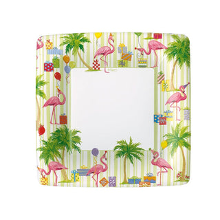 Caspari Party Flamingos Square Paper Salad & Dessert Plates - 8 Per Package 16880SP