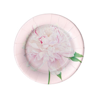 Caspari Duchess Peonies Paper Salad & Dessert Plates in Blush - 8 Per Package 16890SP