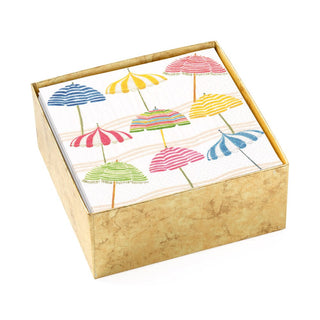 Caspari Beach Umbrellas Boxed Paper Cocktail Napkins - 40 Per Box 16910B