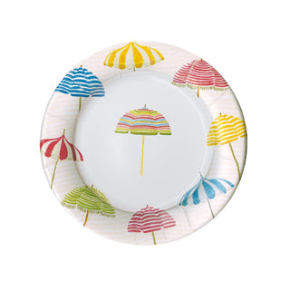 Caspari Beach Umbrellas Paper Salad & Dessert Plates - 8 Per Package 16910SP