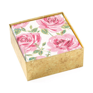 Caspari Bella Rosa Boxed Paper Cocktail Napkins in Pink - 40 Per Box 16931B
