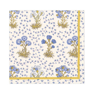 Caspari Semis de Fleurs Paper Luncheon Napkins in Blue - 20 Per Package 16961L