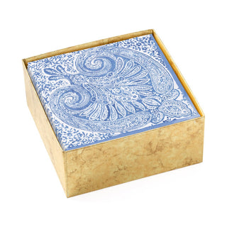 Caspari Paisley Medallion Boxed Paper Cocktail Napkins in Blue - 40 Per Box 16970B