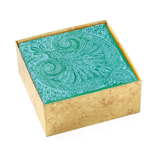 Caspari Paisley Medallion Boxed Paper Cocktail Napkins in Turquoise - 40 Per Box 16972B