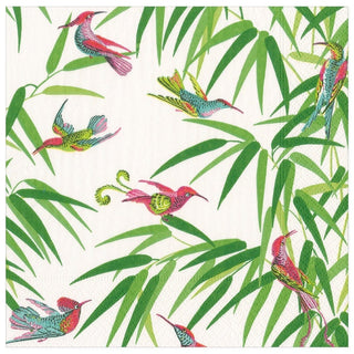 Caspari Birds in Paradise Paper Dinner Napkins in White - 20 Per Package 16990D