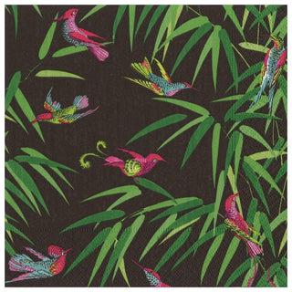 Caspari Birds in Paradise Paper Dinner Napkins in Black - 20 Per Package 16991D