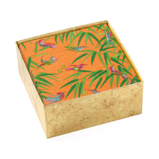 Caspari Birds in Paradise Boxed Paper Cocktail Napkins in Orange - 40 Per Box 16992B