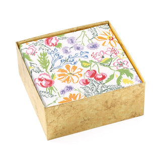 Caspari Cerise Floral Boxed Paper Cocktail Napkins - 40 Per Box 17040B