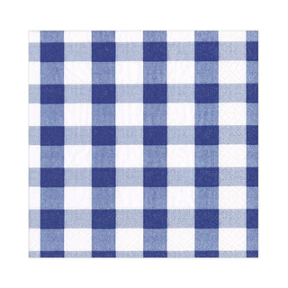 Caspari Gingham Paper Luncheon Napkins in Blue - 20 Per Package 17070L