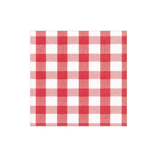 Caspari Gingham Paper Cocktail Napkins in Red - 20 Per Package 17071C