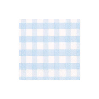 Caspari Gingham Paper Cocktail Napkins in Light Blue - 20 Per Package 17072C