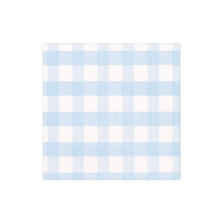 Caspari Gingham Paper Cocktail Napkins in Light Blue - 20 Per Package 17072C