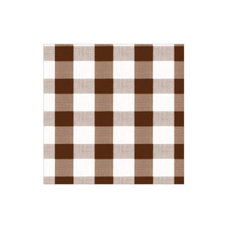 Caspari Gingham Paper Cocktail Napkins in Chocolate - 20 Per Package 17074C