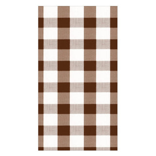 Caspari Gingham Paper Guest Towel Napkins in Chocolate - 15 Per Package 17074G