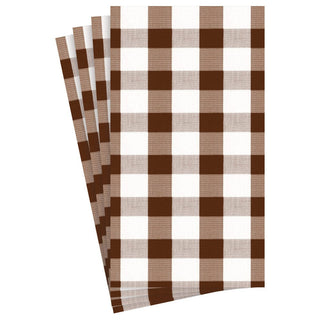 Caspari Gingham Paper Guest Towel Napkins in Chocolate - 15 Per Package 17074G