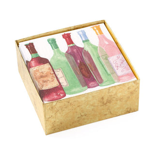Caspari Wine Bottles Boxed Paper Cocktail Napkins - 40 Per Box 17090B