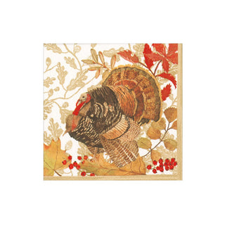 Caspari Woodland Turkey Paper Cocktail Napkins - 20 Per Package 17110C