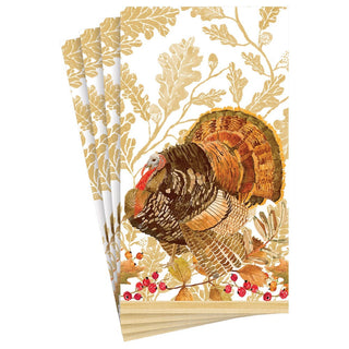 Caspari Woodland Turkey Paper Guest Towel Napkins - 15 Per Package 17110G