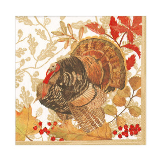 Caspari Woodland Turkey Paper Luncheon Napkins - 20 Per Package 17110L