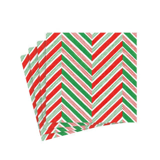 Caspari Candy Cane Stripes Paper Cocktail Napkins - 20 Per Package 17130C