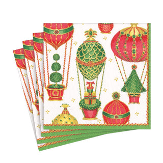Caspari Christmas in the Air Paper Luncheon Napkins - 20 Per Package 17140L