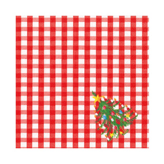 Caspari Christmas Tree Gingham Paper Luncheon Napkins - 20 Per Package 17170L