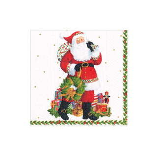 Caspari Jolly St. Nick Paper Cocktail Napkins - 20 Per Package 17180C