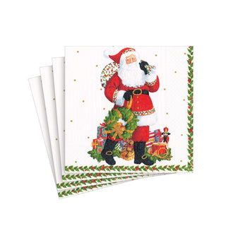 Caspari Jolly St. Nick Paper Cocktail Napkins - 20 Per Package 17180C