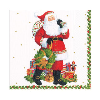 Caspari Jolly St. Nick Paper Luncheon Napkins - 20 Per Package 17180L
