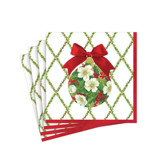 Caspari Ornament and Trellis Paper Cocktail Napkins - 20 Per Package 17210C