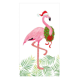 Caspari Christmas Flamingos Paper Guest Towel Napkins - 15 Per Package 17240G