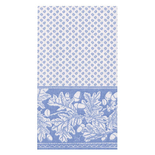 Caspari Oak Leaves & Acorns Paper Linen Guest Towel Napkins in French Blue/White - 12 Per Package 17292GG