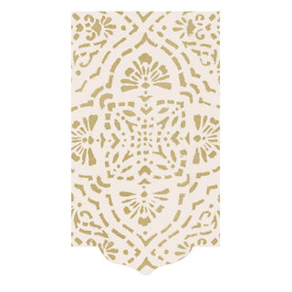 Caspari Annika Die-Cut Paper Linen Guest Towel Napkins in Ivory/Gold - 12 Per Package 17301GGDC