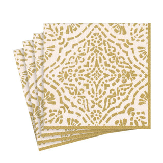 Caspari Annika Paper Luncheon Napkins in Ivory & Gold - 20 Per Package 17301L