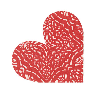 Caspari Annika Heart Die-Cut Paper Linen Luncheon Napkins in Red - 15 Per Package 17302LGDC