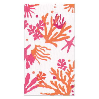 Caspari Matisse Guest Towel Napkins in Coral & Orange - 15 Per Package 17330G