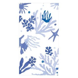 Caspari Matisse Guest Towel Napkins in Coral & Blue - 15 Per Package 17331G