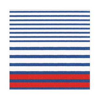 Caspari Breton Stripe Luncheon Napkins in Blue - 20 Per Package 17370L