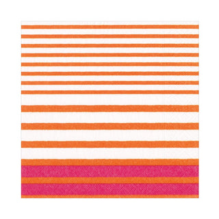 Caspari Breton Stripe Luncheon Napkins in Coral & Fuchsia - 20 Per Package 17371L