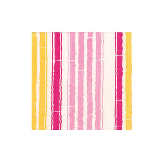 Caspari Bamboo Stripe Boxed Cocktail Napkins in Fuchsia & Pink - 40 Per Box 17471B