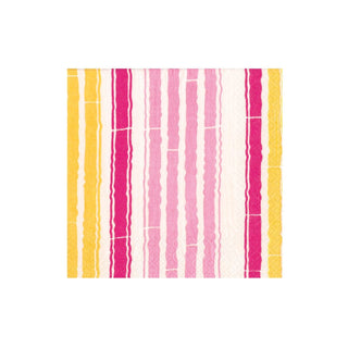 Caspari Bamboo Stripe Paper Cocktail Napkins in Fuchsia & Pink - 20 Per Box 17471C