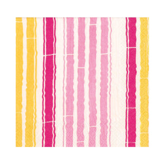 Caspari Bamboo Stripe Luncheon Napkins in  Fuchsia & Pink- 20 Per Package 17471L