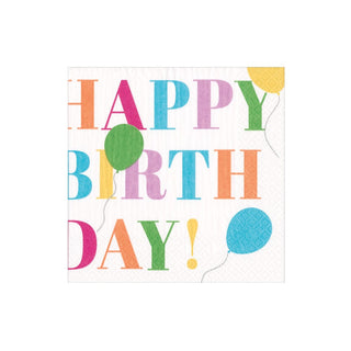 Caspari Birthday Surprise Paper Cocktail Napkins in White- 20 Per Box 17491C