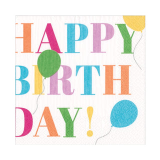 Caspari Birthday Surprise Luncheon Napkins in White - 20 Per Package 17491L