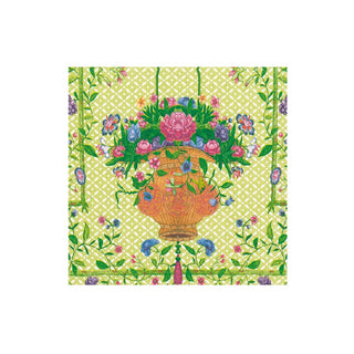 Caspari Wicker Basket Paper Cocktail Napkins in Green - 20 Per Box 17500C
