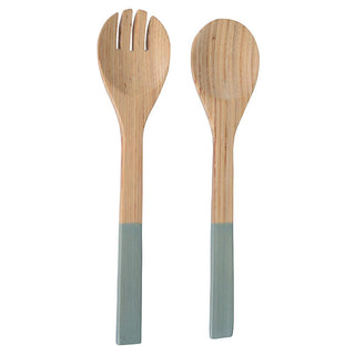 Albert L Punkt Large Lacquered Bamboo Salad Servers in Ice Blue - 1 Pair 18440