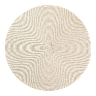 Deborah Rhodes Luxe Lurex Metallic Braided Round Placemat in Silver & Sand - 1 Each 28957