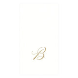 Caspari White Pearl & Gold Paper Linen Single Initial Boxed Guest Towel Napkins - 24 Per Package B 2900GG.B