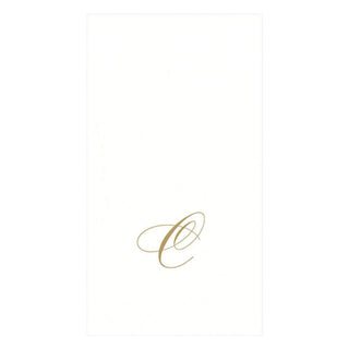 Caspari White Pearl & Gold Paper Linen Single Initial Boxed Guest Towel Napkins - 24 Per Package C 2900GG.C