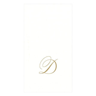 Caspari White Pearl & Gold Paper Linen Single Initial Boxed Guest Towel Napkins - 24 Per Package D 2900GG.D